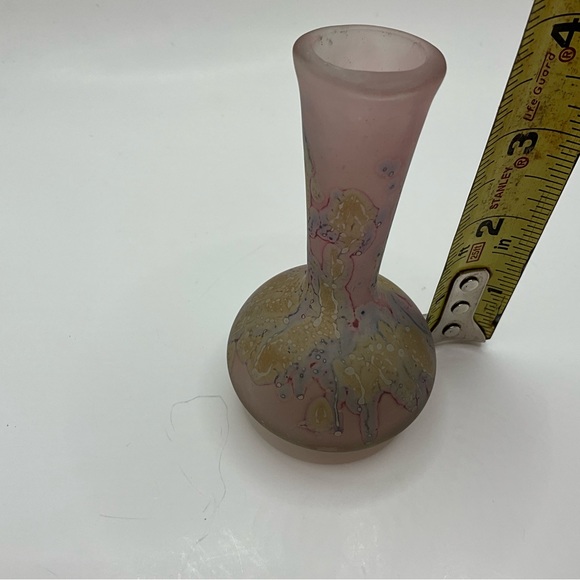 Rueven Glass Nouveau Art Bud Vase  Hand Blown Purple And Yellow - Picture 4 of 5